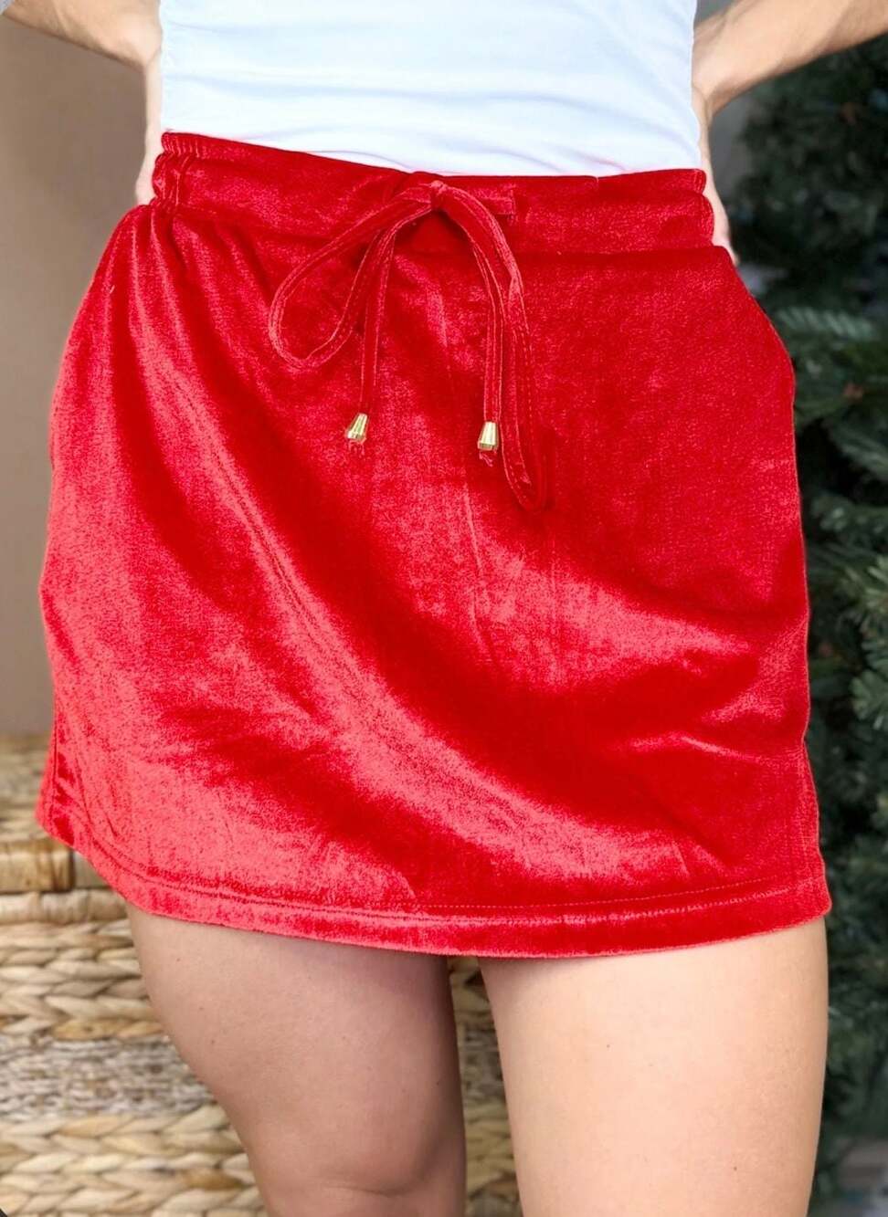 Jess Lea Velvet Hour Skort Red Plus Size 2X